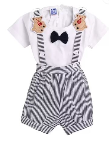 Dungaree For Baby Boys & Baby Girls Casual Striped Pure Cotton (Dark Blue, Pack of 1)-P52