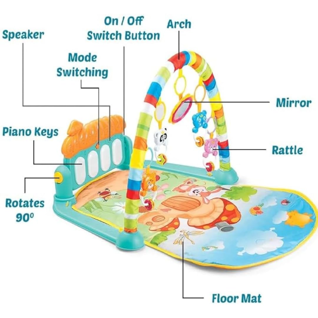 Play Gym for Babies 0 to 12 Months Musical Piano Keyboard Activity Play Mat for Kids Fitness Rack Hanging Rattles Lights Tunes Music for Baby Boys Girls