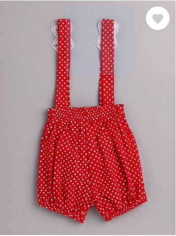 Dungaree For Baby Boys & Baby Girls Casual Polka Print Pure Cotton (Red, Pack of 1)