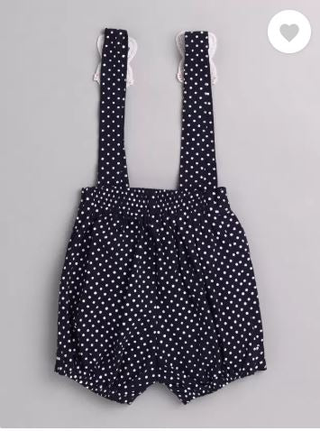 Dungaree For Baby Boys & Baby Girls Casual Polka Print Pure Cotton (Blue, Pack of 1)