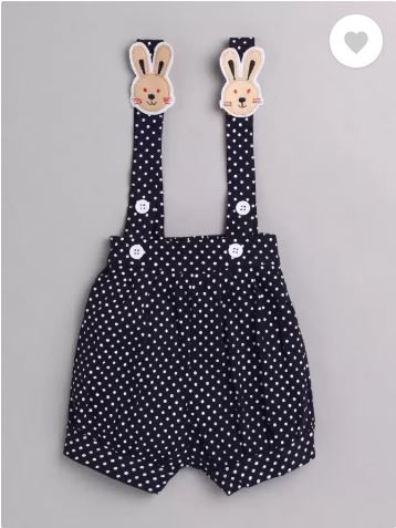 Dungaree For Baby Boys & Baby Girls Casual Polka Print Pure Cotton (Blue, Pack of 1)