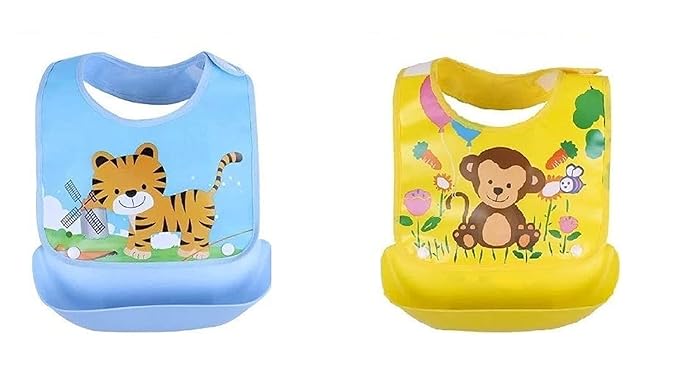Silicone Baby Detachable Waterproof Apron Bibs- Set of 2