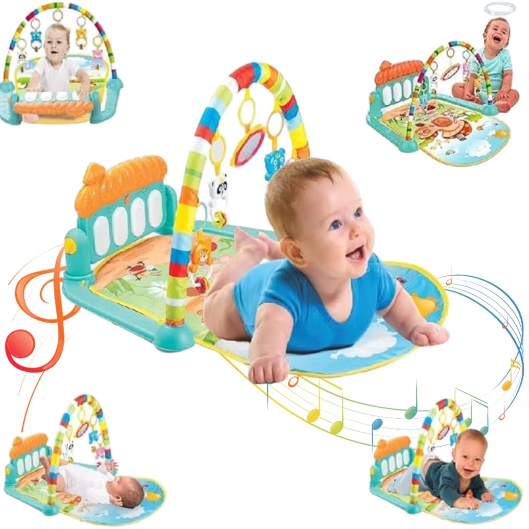 Play Gym for Babies 0 to 12 Months  Musical Piano Keyboard Activity Play Mat for Kids Fitness Rack Hanging Rattles Lights Tunes Music for Baby Boys Girls