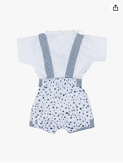 AMY Baby boys Printed Cotton UNISEX BABY GALLIS/DUNGAREE SET for kids.-(P_51) NAVY BLUE)