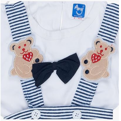 AMY Baby boys Printed Cotton UNISEX BABY GALLIS/DUNGAREE SET for kids.-(P_51) NAVY BLUE)