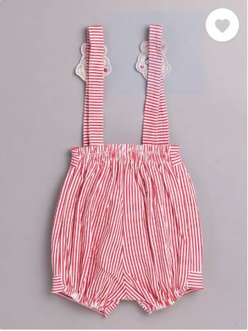 Dungaree For Baby Boys & Baby Girls Casual Striped Pure Cotton  (Red, Pack of 1)