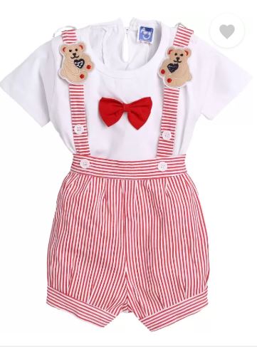 Dungaree For Baby Boys & Baby Girls Casual Striped Pure Cotton  (Red, Pack of 1)