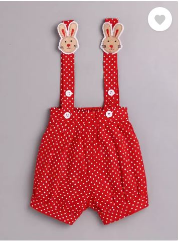 Dungaree For Baby Boys & Baby Girls Casual Polka Print Pure Cotton  (Red, Pack of 1)