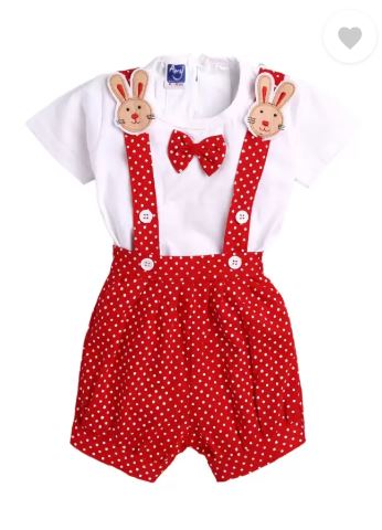 Dungaree For Baby Boys & Baby Girls Casual Polka Print Pure Cotton  (Red, Pack of 1)