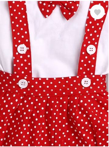 Dungaree For Baby Boys & Baby Girls Casual Polka Print Pure Cotton  (Red, Pack of 1)