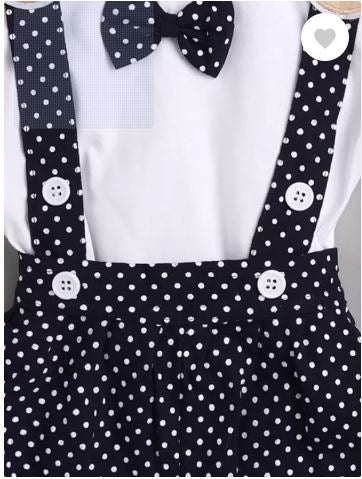 Dungaree For Baby Boys & Baby Girls Casual Polka Print Pure Cotton  (Blue, Pack of 1)