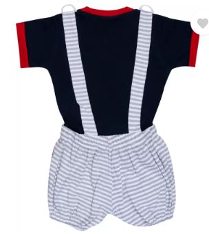 Dungaree For Baby Boys & Baby Girls Party Applique Pure Cotton  (Dark Blue, Pack of 1)P-60