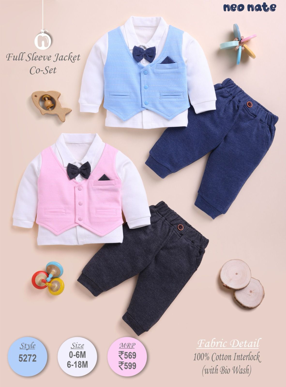 Neonate Boys Partywear 5272 PINK 0 to 18 months